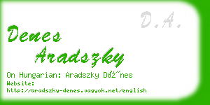 denes aradszky business card